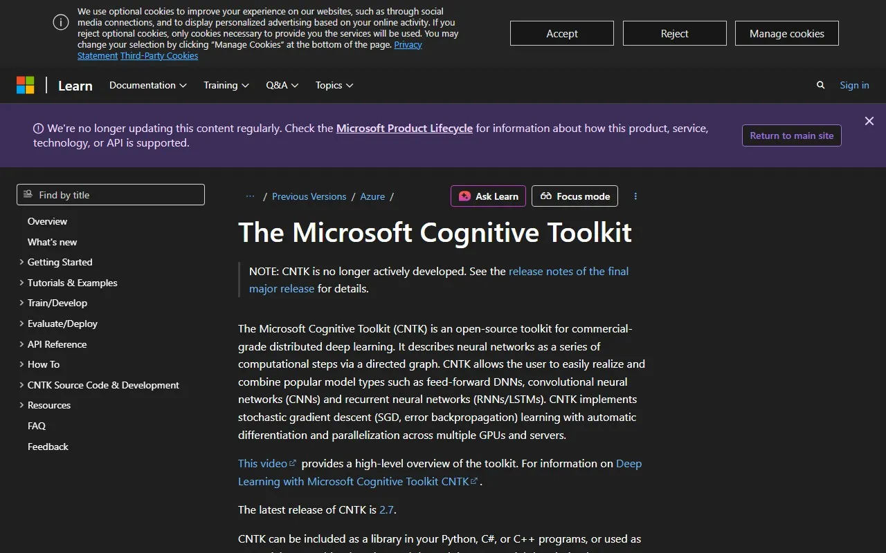 Microsoft Cognitive Toolkit