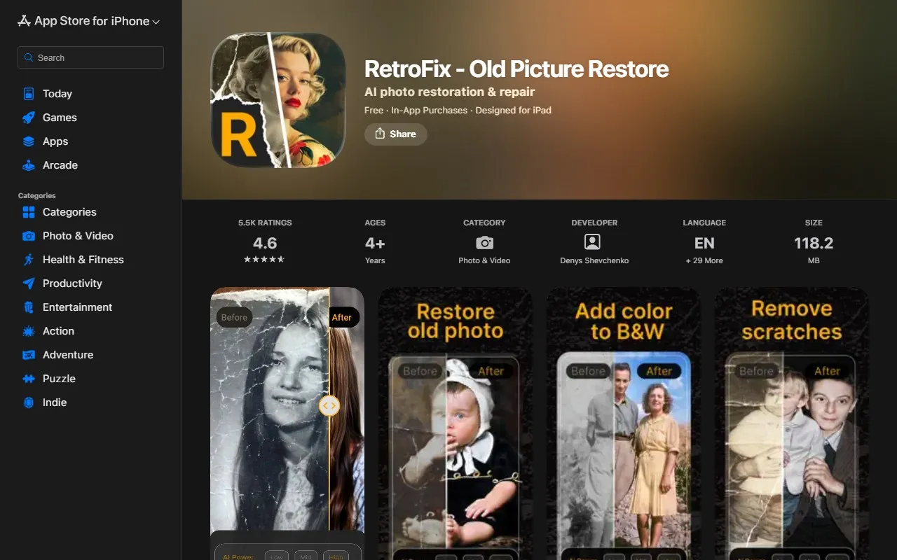 RetroFix – AI Photo Restore & Color Tool