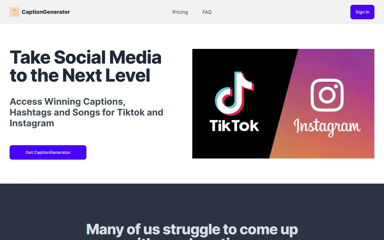 Caption & Hashtag Generator