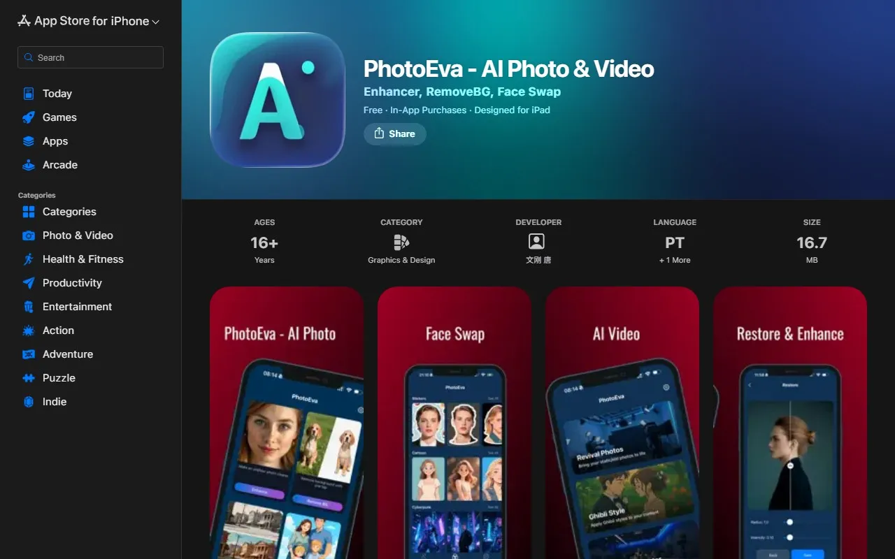 PhotoEva – AI Photo Editor & Enhancer