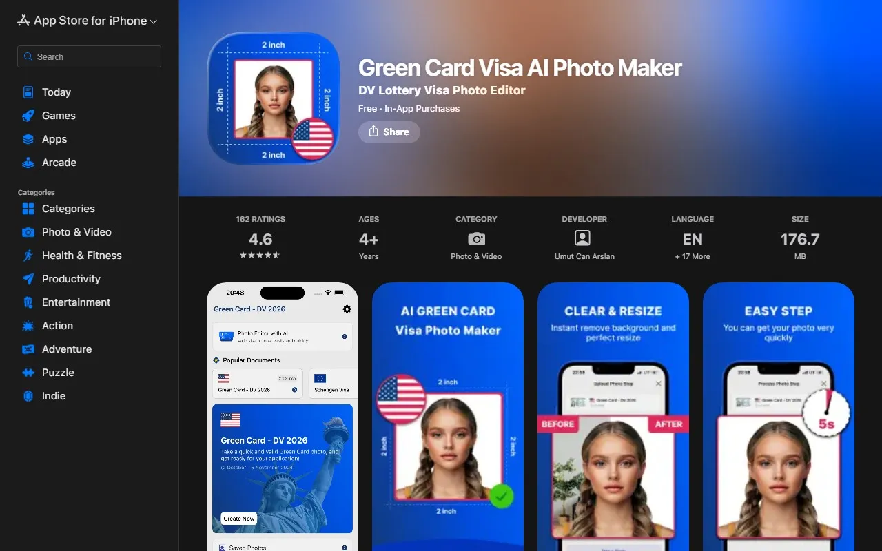 Green Card Visa AI Photo Maker