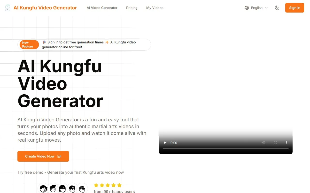AI Kungfu Video Generator – AI功夫视频生成器