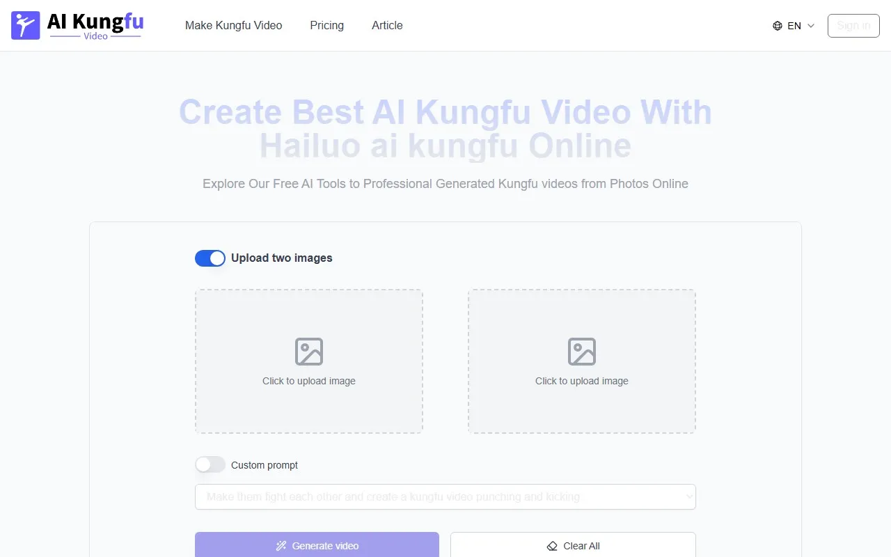 AI Kungfu Video Generator – AI功夫视频