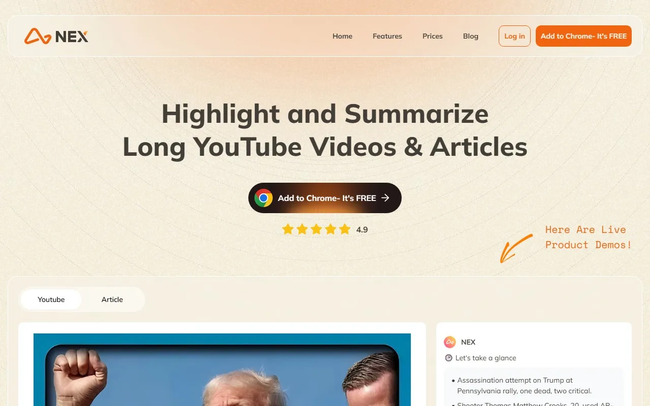 Nex – AI视频摘要