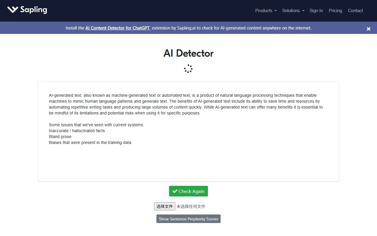 Sapling AI Content Detector