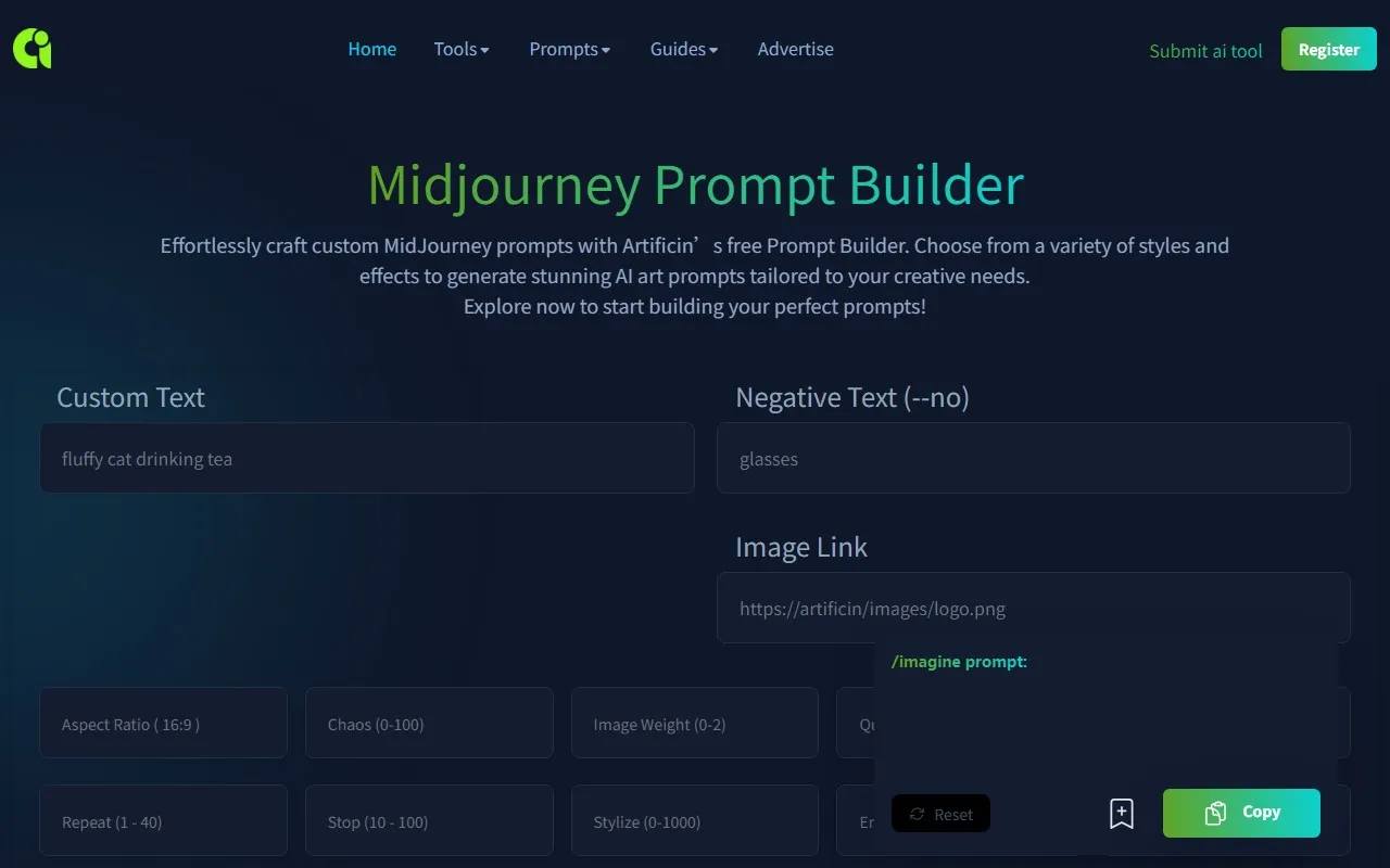 Midjourney Prompt Builder