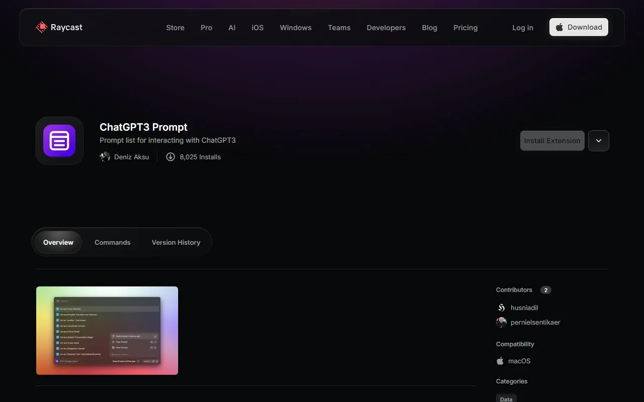 ChatGPT Prompts for Raycast