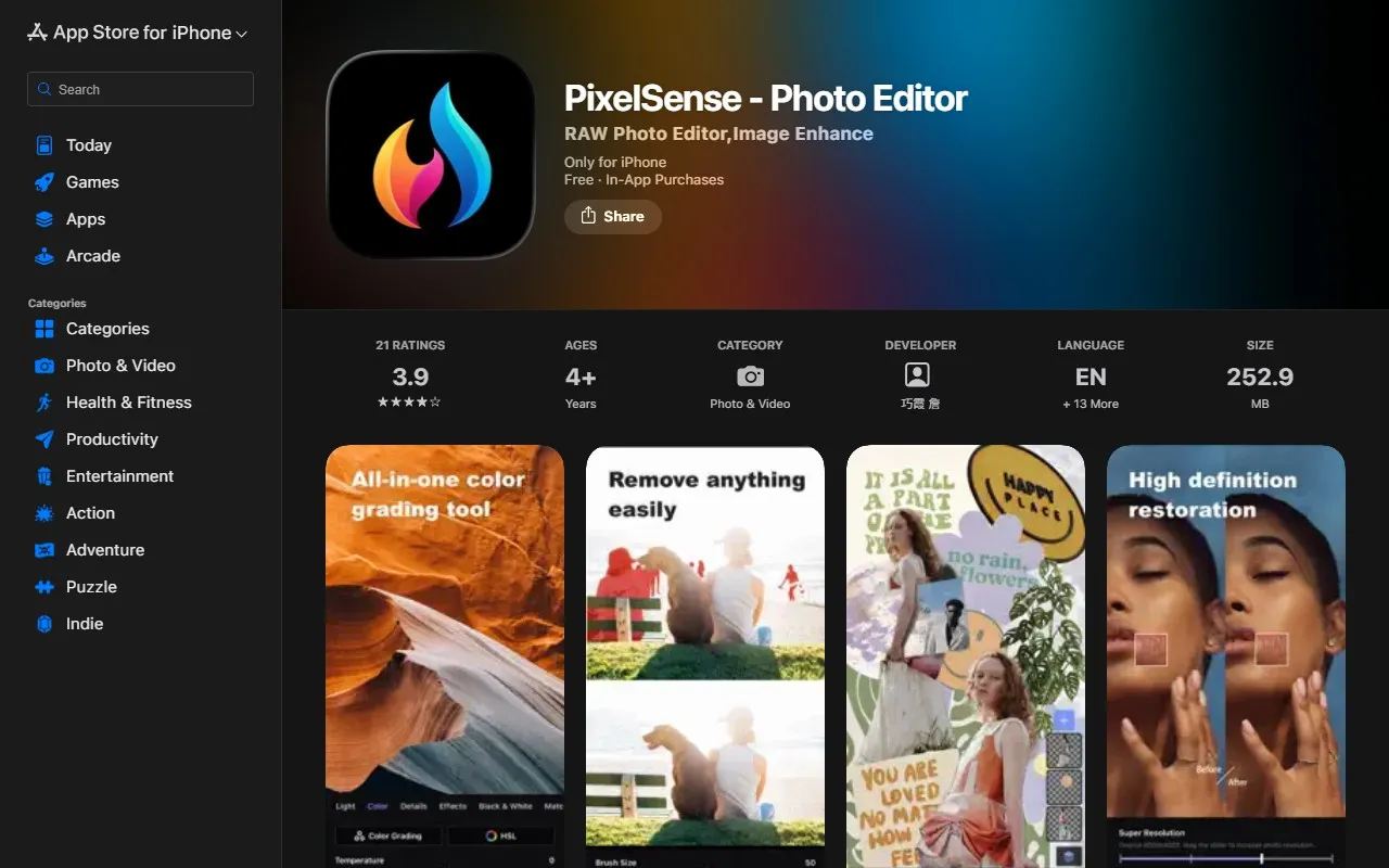 PixelSense – Photo Editor