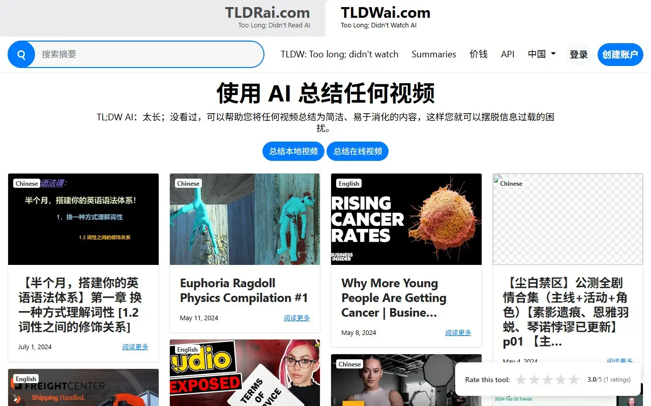 TL;DW AI视频摘要